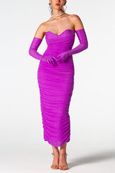Adeline Grape Midi Halter Neck Dress